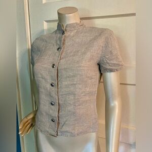 🏯Vintage 1990s J. Jill Ltd. Grey Linen Button Down Shirt, size Petite Small